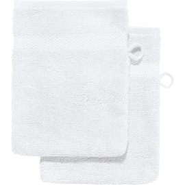 Erwin Müller Sindelfingen Wash Mitt Pack of 2, 100% Cotton, White, Size 15 x 21 cm, Boil-Proof and Tumble Dryer-Safe, Absorbent, Durable Feel-Good Quality (Other Colours)
