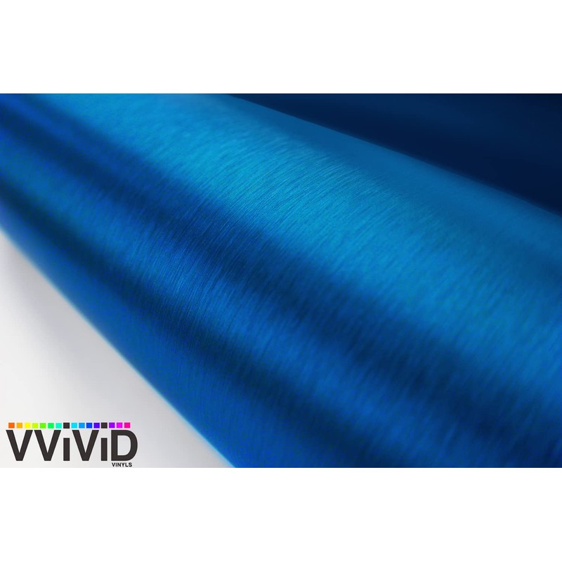 VViViD Metallic Blue Brushed Metal Vinyl Wrap Roll XPO Air