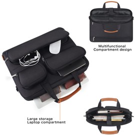 DOMISO 15-15.6 Inch Laptop Bag Waterproof Business Briefcase Portable Computer Carrying Bag with Shoulderstrap for Lenovo ThinkPad/Asus/HP/Acer/Dell,Black