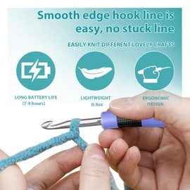 Crochet Hooks Set LED Crochet Hook Set with Counter, 22 in 1 Crochet Hook Set with Large/Small Wrench, Replacement Hook Handle and Storage Bag (Interchangeable Hook Head Size 2.0-14.0mm)