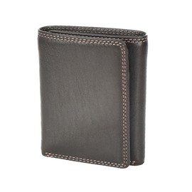 Mens Real Leather Tri-fold RFID Protected Slim Wallet Banknotes Credit Cards ID Card Holder HOL181 (Brown)