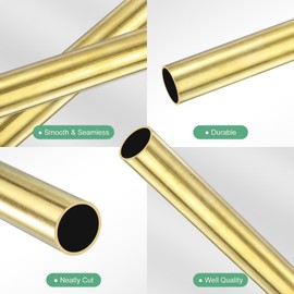 M METERXITY 1-Pack 300mm Brass Round Tube, 16mm OD 1mm Wall Thickness H62 Brass Seamless Tubing for Construction/Machining/DIY Crafting, Metal Straight Pipe [0.63x0.04x11.81IN]