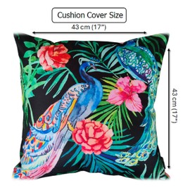 Olivia Rocco Pack of 2 Waterproof Cushion Cover Outdoor Garden Breathable Decorative Cushions Covers for Patio Bench Sofa Furniture Indoor Living Room Bed Chair Scatter (Peacock, 43 x 43 cm)