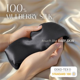 OLEILK Silk Sleep Mask Eye Mask - Large Size Blindfold for Total Blackout, 100% Mulberry Silk Reduces Wrinkles, Adjustable, Drowsy for Travel Naps