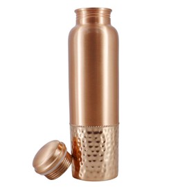 AncientImpex Pure Copper Water Bottle, 1000 Ml Capacity for Ayurveda Health Benefits - Hammered and Plain Pattern