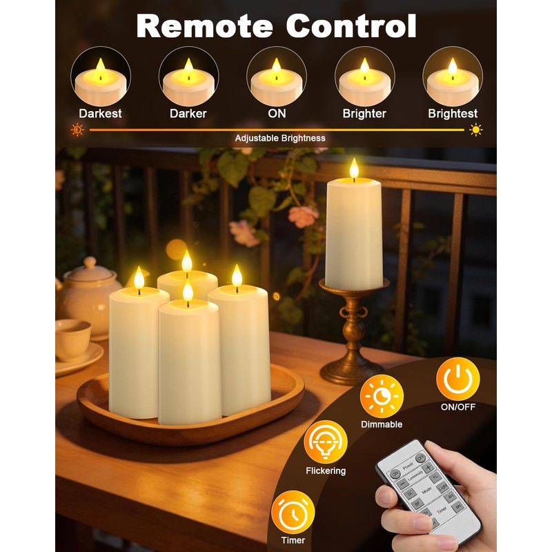 SoulBay USB-C Rechargeable Flameless LED Candles (2-Pack) - IP64 Waterproof