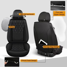 DISUTOGO 2 Front Car Seat Covers Fit for Ford Edge 2025 2024 2023-2007：Waterproof Leather Seat Cover Breathable Vehicle Seat Protectors（2 Seat，Black）
