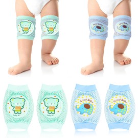 siawadeky Baby Knee Pads, Summer, Baby, Knee Pads, Set of 2, Cute, Elephant, Bear, Soft Cotton, Breathable, Anti-Slip, For Walking Study, Injury Prevention, Cooling Prevention, For Boys, Girls, Indoor