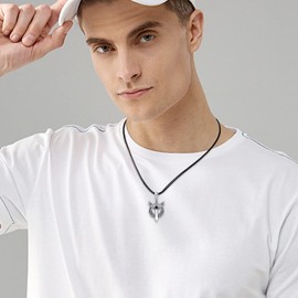 Schwert Halskette Herren 925 Sterling Silber keltischer Knoten Schutzengel Schwert Anhänger Kette Retro Gotik Schmuck Geschenk für Männer Freund Schwarze Lederseilkette