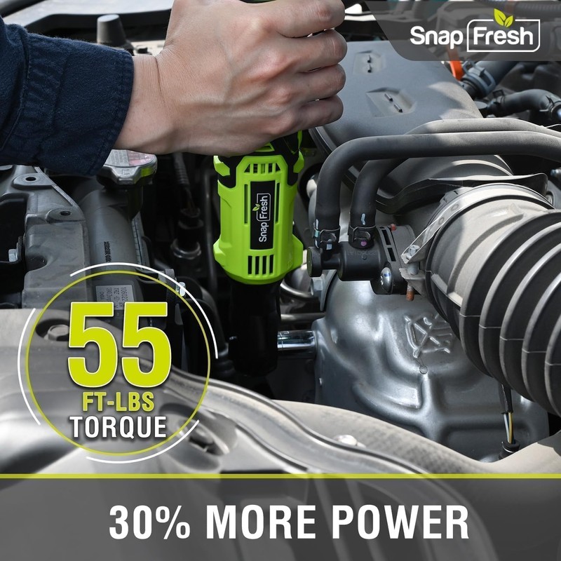SnapFresh Cordless Electric Ratchet Wrench – 55 ft-lbs Torque, 12V