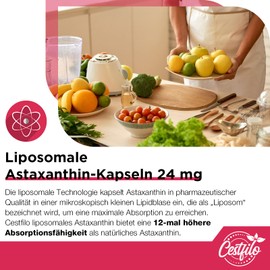 Cestfilo Liposomal Astaxanthin Supplement 24 mg, Maximum Absorption, Natural Antioxidant, Gluten Free, GMO Free (120 Pieces (Pack of 2)