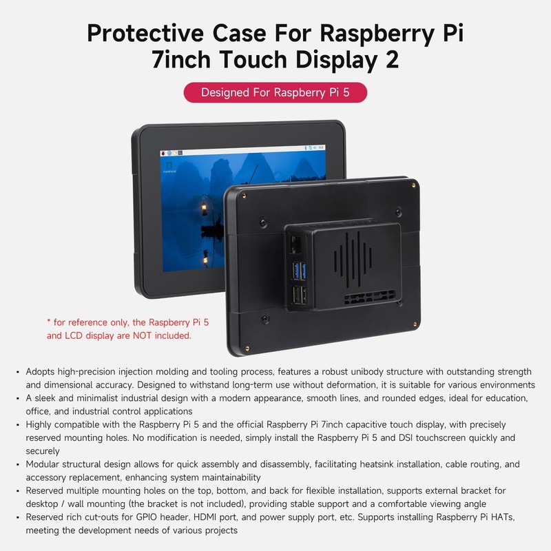 Waveshare Protective Case, Compatible with RPi 7inch Touch Display 2