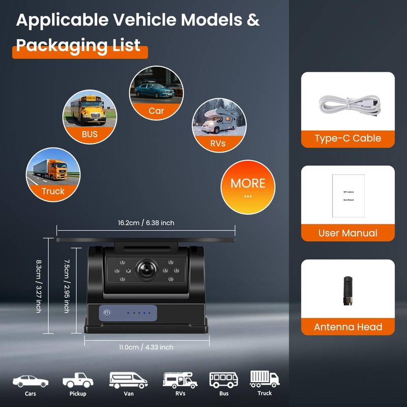 WiFi Solar Wireless Reversing Camera