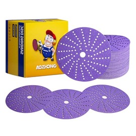180 Grits, 6 pulgadas, 50 unidades de disco de lijado de cerámica con múltiples orificios, gancho y bucle, grano premium para corte rápido, parte trasera de película para larga duración