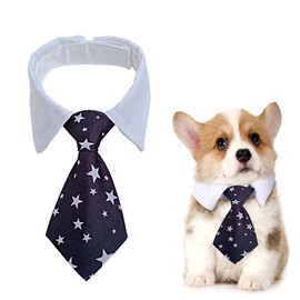 Voarge Dog Tie, Adjustable Dog Collar with Velcro Fastening, Pets Wedding Bow Tie, Formal Puppy Bow Tie, Tuxedo Collar Costume Tie (Black Star, S)