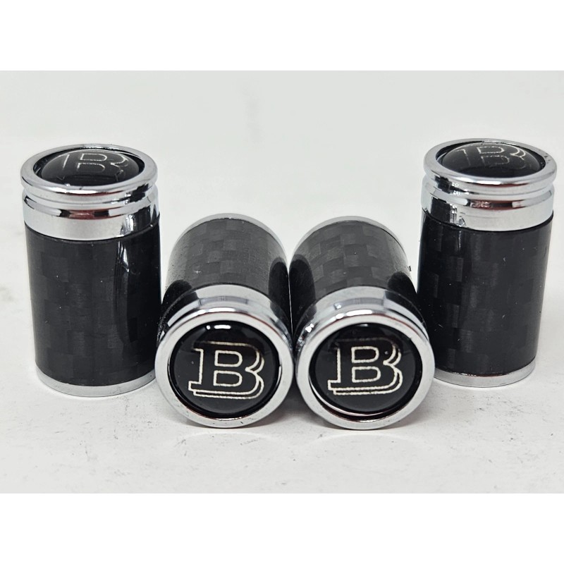 Exotic Carbon Fiber Silver Outline "B" Logo on a Black