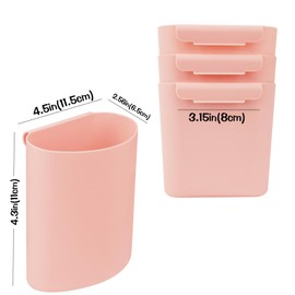 Biiange 4Pcs Cart Small Hanging Basket, Hanging Cup Holder, Portable Trash Can Makeup Accessories, Trolly Dolly Cart Storage (Pink)