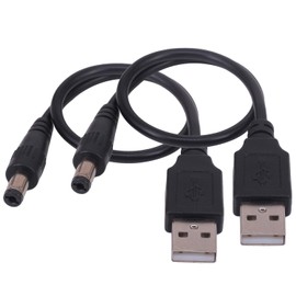 USB to DC Power Cord, Yeworth [2 Pack] 0.25m USB 2.0 A Type Male to DC 5.5 x 2.1mm DC Plug Connector Cable USB to 5V Power Charging Adapter