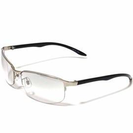 Fashionberry 1050047-F-170 Silver x Clear Date Glasses, Fashion Glasses, Transparent Lens, Noiseless Glasses, Unisex, Round, Square, Transparent, Colored, Small, Large, Lightweight, UV Protection, UV Protection