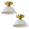 Vintage Ceramic Semi Flush Mount Ceiling Light - 2 Pack,