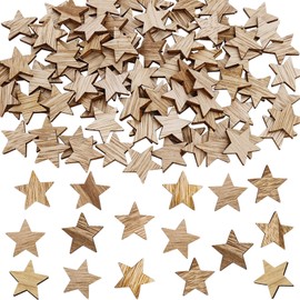 ParPix Small Wooden Stars for Crafts 2 cm, Pack of 100 Wooden Stars Decoration Christmas, Wooden Stars Small, Confetti Stars for Crafts, Decorative Stars Christmas Confetti, Wooden Star Table