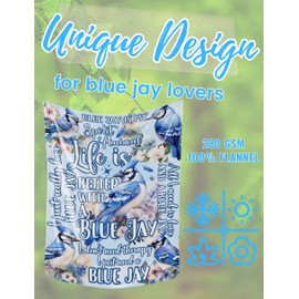Huglanket Blue Jay Gifts Blanket for Women Men, Flannel Blanket Throws (50"x 65") as Christmas, Birthday Gift for Blue Jay Bird Lovers