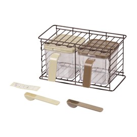 Pearl Metal HB-1854 Resin Seasoning Stockers, Set of 2, Includes Rack for Both Vertical and Horizontal Use, Rest II