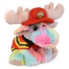 DolliBu Rainbow Floppy Moose Firefighter Stuffed Animal with Name Personalization