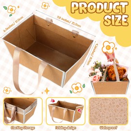 Pinkunn 48 Pcs Basket for Gifts Empty DIY Bulk Party Gift Basket Kit with Handles Market Trays for Packages Wrapping Wedding Party Anniversary Display (9.8 x 6.5 x 4.3 In)(Brown, Silver)