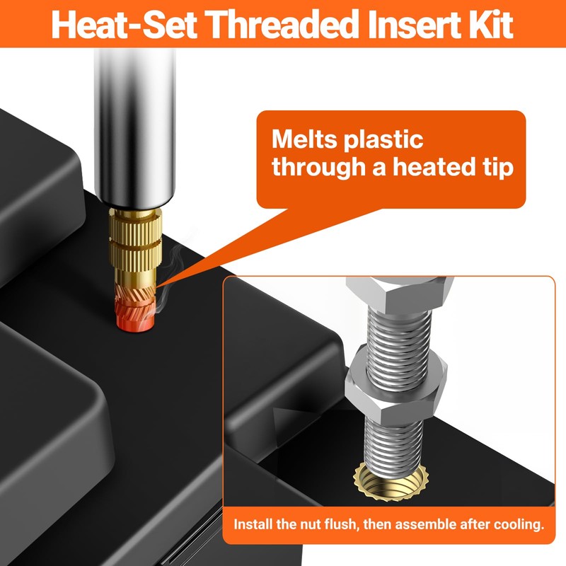 Preciva Threaded Inserts Set, 716Pcs Heat Set Inserts Nuts Bolts