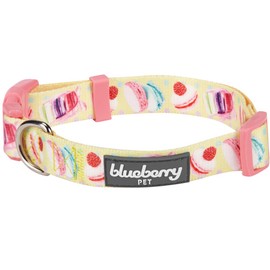 Blueberry Pet Essentials Sweet Obsession Macaroon Designer Adjustable Dog Collar in Lemon Chiffon, Medium, Neck 14.5"-20"