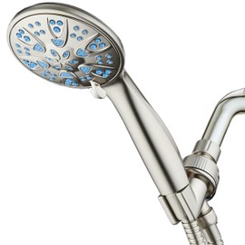 AquaDance Anti-Clog High-Pressure 6-Setting Hand with with Microban Nozzle Protection from Growth of Mold & Mildew for Stronger Shower! Aqua Blue Jets – 1.8 GPM