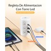 AnnTane Regleta Torre Multicontacto con Luz Nocturna, 3.04M Extension Electrica
