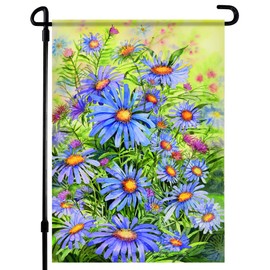 Home4Ever Spring Wild Purple Flowers Garden Flag 12 x 18 Double Sided - This Decorative, Cheerful and Bright Flag is sure to create an even more beautiful garden for your home, yard, lawn, deck -