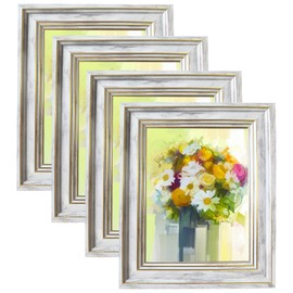 LUCKYLIFE 8x10 Picture Frame Set of 4, Silvery Rustic Farmhouse Picture Frames for Table or Wall Hanging