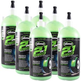 Slime 10194-6PK 2-in-1 Tire & Tube Sealant Puncture Repair Sealant, Premium, Prevent and Repair, Suitable for All Off-Highway Tires and Tubes, Non-Toxic, Eco-Friendly, 6 x 32 oz Bottles
