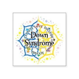 CafePress Down Syndrome Lotus 2009 Square Sticker 3 X 3 Square Bumper Sticker Car Decal