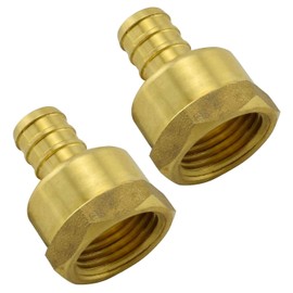 SDTC Tech 2-Pack 1/2 Inch PEX to 1/2 Inch NPT Female Thread Pipe Fitting Lead-Free Brass Barb Crimp Pipe Straight Coupling Adapter