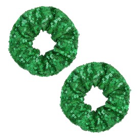 Hair Scrunchies Sparkly Hair Ties Sequin Hair Band Retro Disco Party Favors Hair Accessories Hair Holder 2 Pack TSFQ15 (Green)