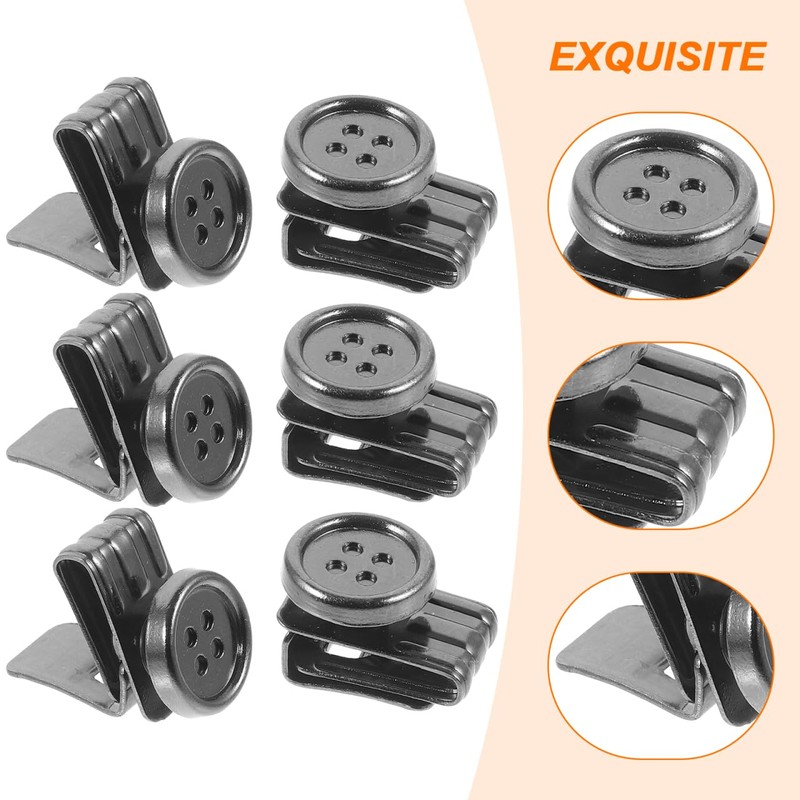 6-Piece Set of Metal Snap Clips for Suspenders, Sewing, Adjustable
