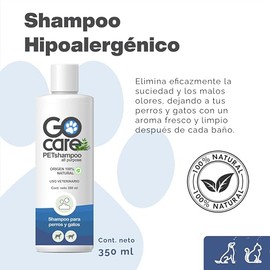 Go Care | Shampoo Hipoalergénico de Romero y Aceite Esencial Melissa para Perros y Gatos - 100% Natural - Limpieza y Cuidado Integral para tu Mascota - 350ml