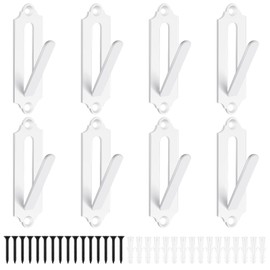 LEIFIDE 8 Pcs White European Mount Skull Hanger Metal European Skull Wall Mount Hunting Deer Skull Mount Antler Hooker for Deer Antelope Small Game Animals Deer Hanger Bracket Complete with Screws