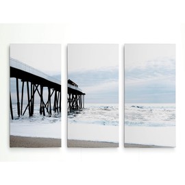 Renditions Gallery Belmar Pier I' Gallery Wrapped Canvas 3 Panel Nautical Wall Art, 12x24x3