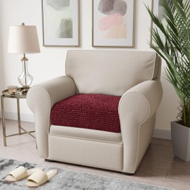 PAULATO BY GA.I.CO. Couch Cushion Cover - Sofa Cushion Cover - T-Cushion & Box-Cushion Slipcover - Replacement Sofa Furniture Protector - Stretch Seating Covers - Microfibra - Burgundy (Seat Covers)