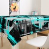 jejeloiu Teal Black Grey Table Cloth 55"x87" Abstract Art Table