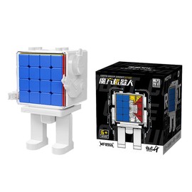 Gobus MoYu Cube Robot MFJS Cube Robot Twist Puzzle Cube (Meilong 4 4x4 Cube Robot set with 4x4x4 cube + cube robot display box)