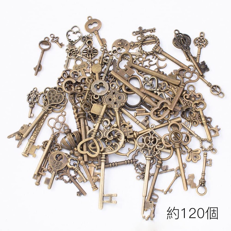 YINKE 120 PCS Antique Skeleton Key Charms DIY Golden Beauty
