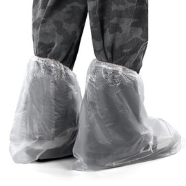 Ptwola 10 Pairs Shoe Covers Boot Covers Plastic Disposable Waterproof Shoe Cover for Men and Women Non-Slip Outdoor Overshoes for Rain and Indoor Use