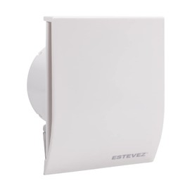 Estevez Extractor De Aire Modelo 2104-BL(eco) | Ventilador para Baño y Cocina Súper Delgado de 4", 17 Watts, 42dB, Flujo de Aire 48 m³/hr | Instalación en Muro | Color: Blanco.