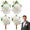 4-Piece Wedding Boutonniere Set,Corsage and Boutonniere Set,Fabric Corsage Wristlet for